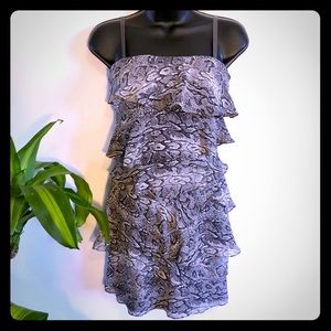 BCBGMaxAzria size 0 silk snake print ruffle dress